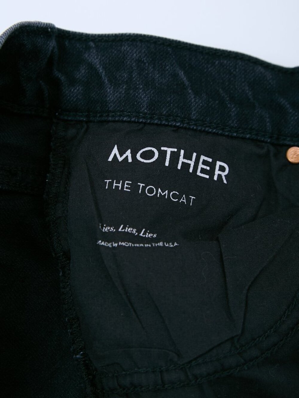 MOTHER SUPERIOR Tomcat Lies Lies Lies Black Denim High Rise Straight Leg Jeans - Picture 5 of 16
